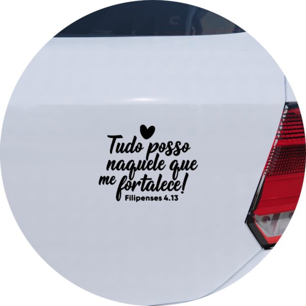 Adesivo de Carro Frase Bíblica Fé em Deus Tudo Posso