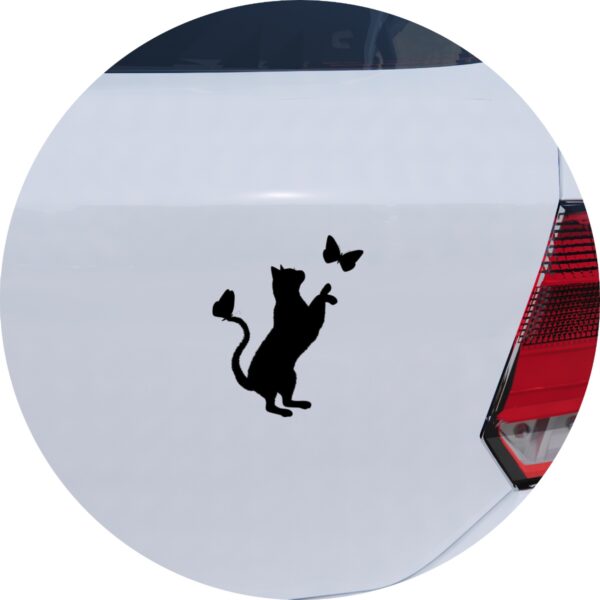 Adesivo de Carro Gatinho brincando com Borboleta